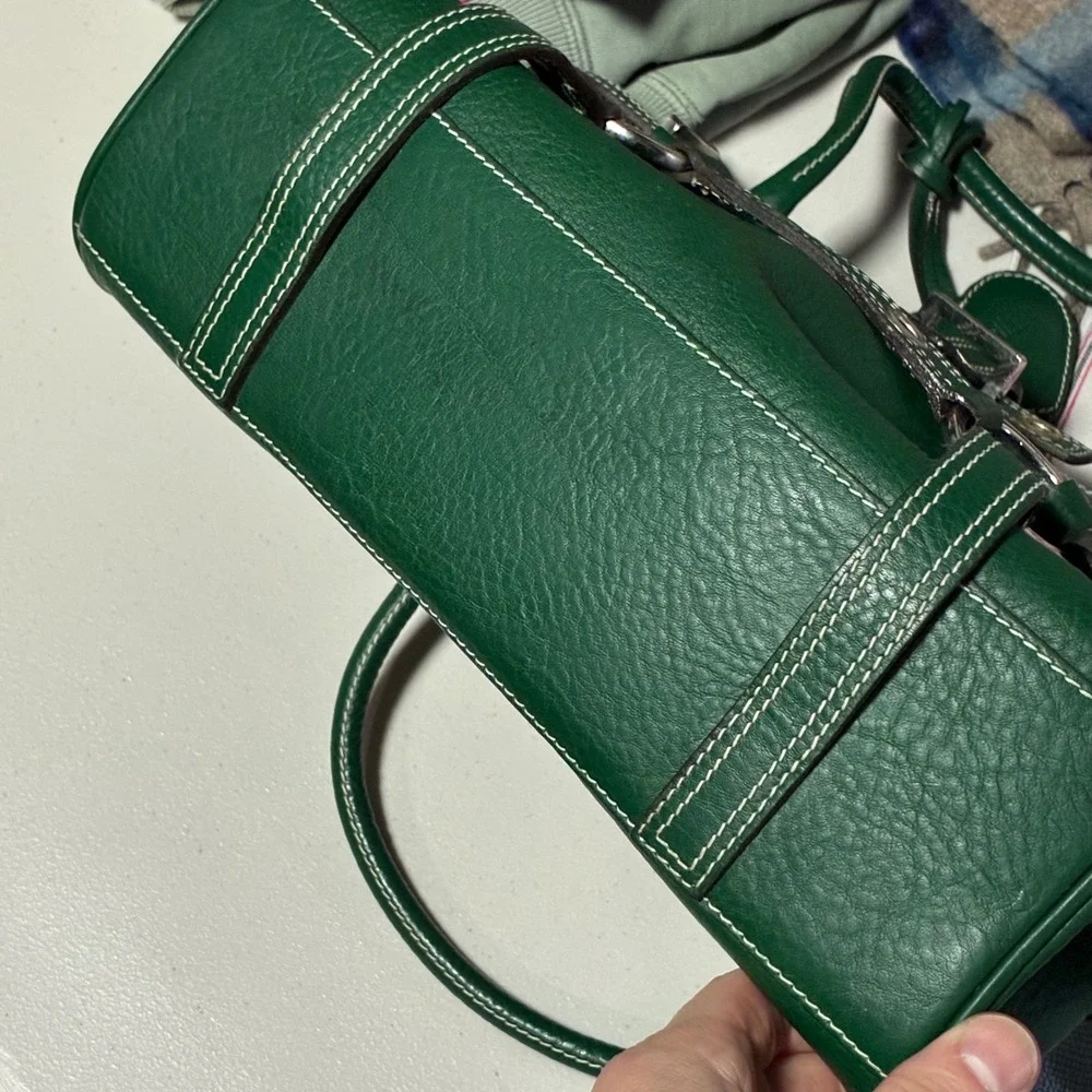 Luella Leather Bartley Giselle Grommet Satchel Hand Bag Green